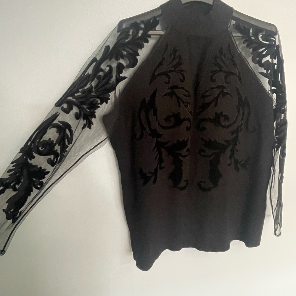 Elegant Black Sheer Sleeve Top